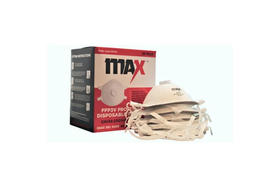 MAX FFP3 Valved Moulded Face Mask - Pack 10 (In stock)
