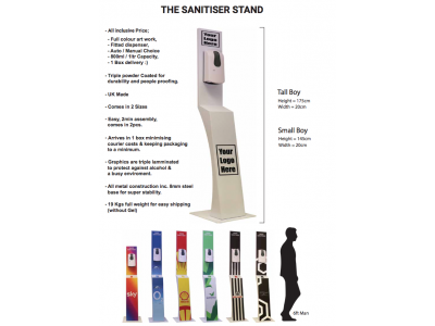 Sanitiser Floor Stand Touch-free & Bespoke Branded with your Logo