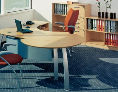 Ultima - Beech Crescent Desk 270 Degree Meeting Point and Storage