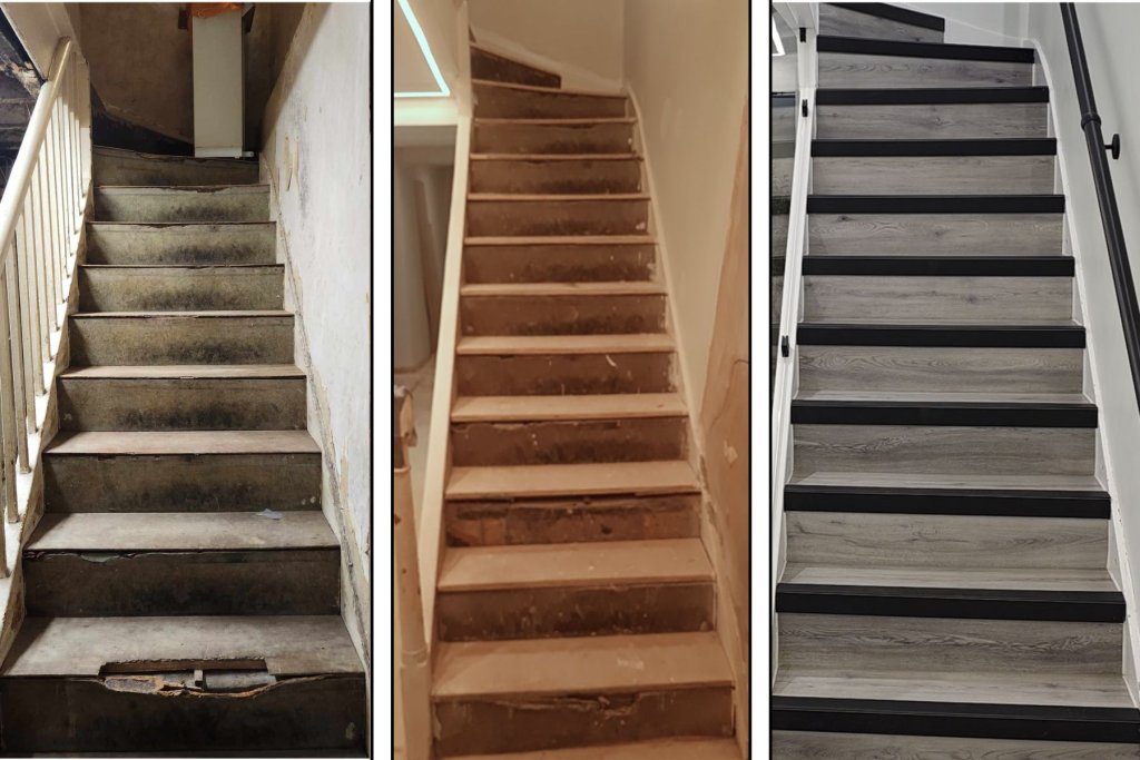 Beresford Clinic stairs before-during-after