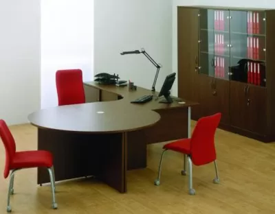 Opto - Panel Leg Crescent Desk with 270 Degree Meeting Point