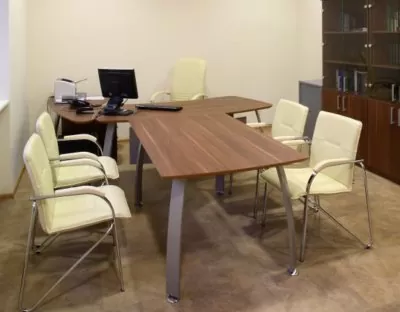 Ultima - Walnut Desk and Cupboards with Glass Doors